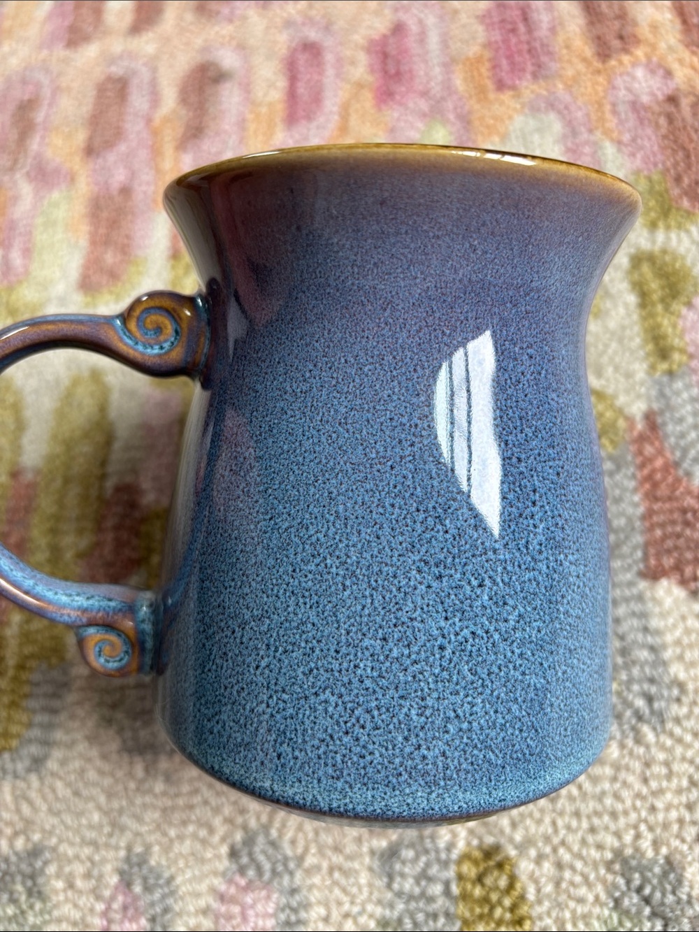La Rochelle Kitty Cat Ceramic Studio Artisan Stoneware Folk Art Blue Glaze Mug - Picture 6 of 14